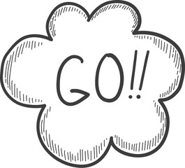 Doodle party go chat icon. Abstract simple hand drawn sketch element, cute marker pen scribble sign. Vector border garland and frame icon.