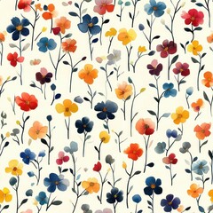Seamless beautiful simple summer flowers pattern background