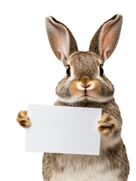 Hase mit Schild, freigestellt mit transparentem Hintergrund, Ideal f&uuml;r Ostern