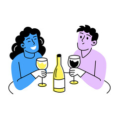 A hand drawn illustration of friends celebrating drink party