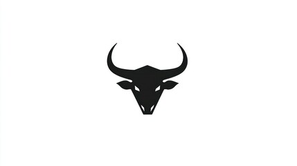 Bull Head Silhouette on White