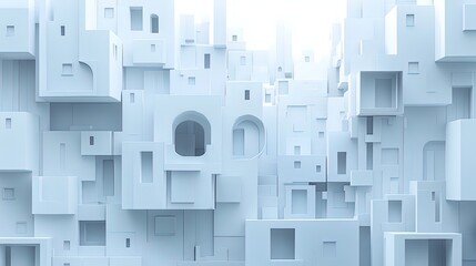 Fototapeta premium A conceptual cityscape with smooth, monochromatic facades forming surreal patterns 