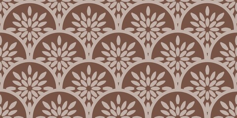Seamless pattern with floral motifs in brown tones