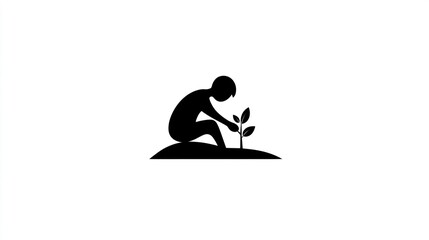 Obraz premium Child Planting Tree Icon Graphic
