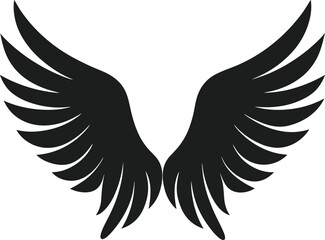 Black Angel Wings Silhouette – Elegant Vector Illustration