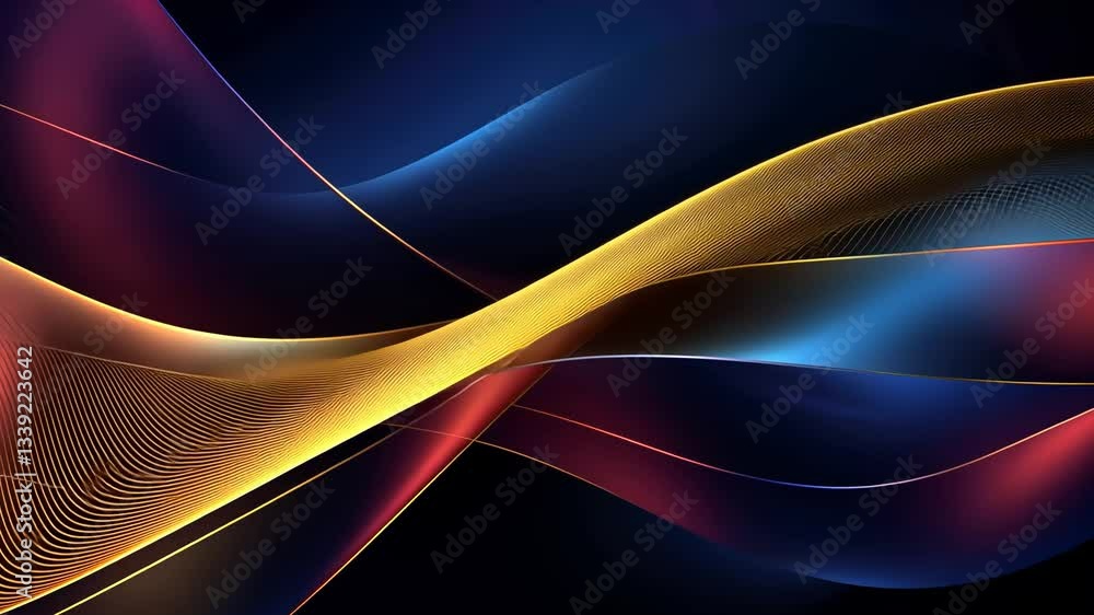 Poster abstract flowing lines in vibrant colors. intricate patterns