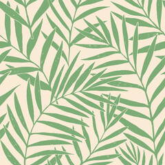 Seamless vector pattern palm dypsis leaves. Summer palm leaves tropical fabric design. Dypsis lutescens seamless pattern. Vector endless illustration.