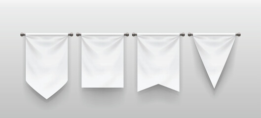 white color realistic hanging banners in set
