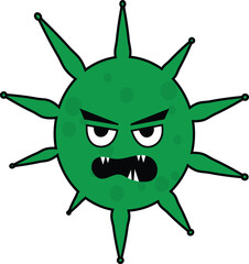 Virus icon, virus emoji, Virus cartoon angry, Cute Virus Vector Art design