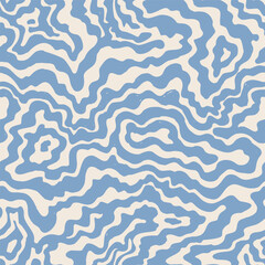 Wavy swirl vector seamless pattern Hand drawn 1970 vector illustration. Sixties pattern trippy. Groovy hippy style.