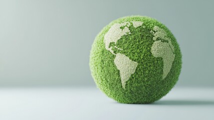 Green globe symbolizing sustainability, modern eco-friendly design, ideal for environmental campaigns or educational content.