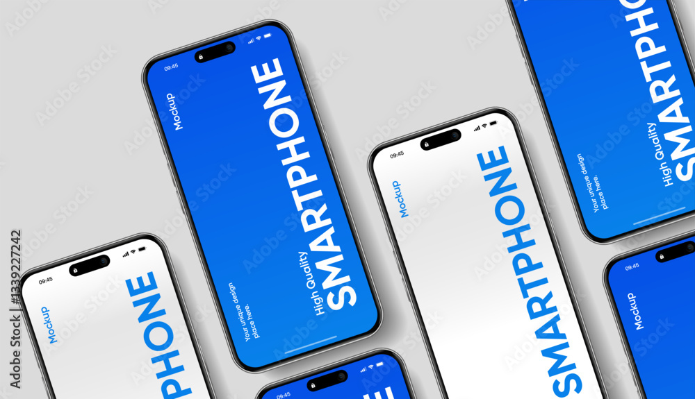 Aufkleber Realistic smartphone mockup. Mobile phone vector with isolated on white background. Device front view. 3D mobile phone with shadow. Realistic, high quality smart phone mockup for ui ux presentation.