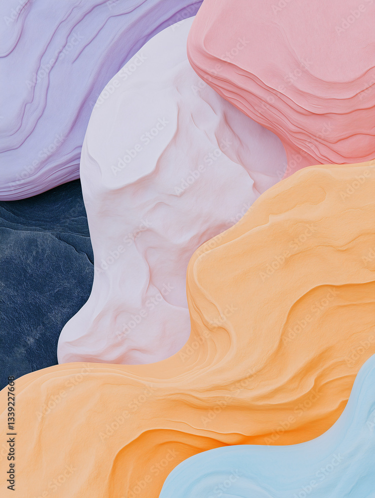 Poster soft hues abstract terrain: an artistic rendering presents an abstract terrain, with flowing, textur