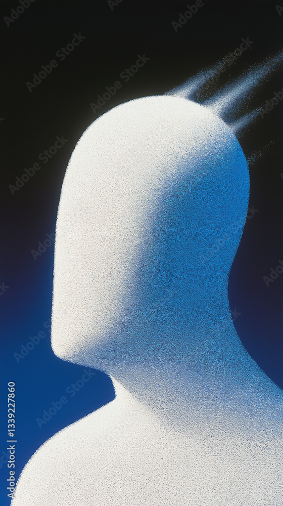 Poster abstract thought: a symbolic representation of abstract thought, showcasing a faceless figure with l