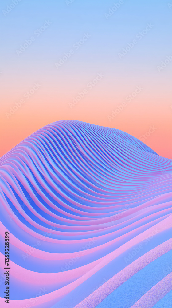 Aufkleber abstract terrain: a mesmerizing abstract composition of undulating, layered forms in a serene palett