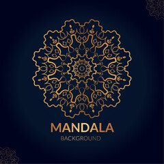  Ornamental Mandala Pattern in Gold with a Rich, Dark Background 