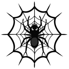 Realistic Black Spider Web Silhouette High-Quality Vector Art on Transparent Background