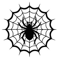 Obraz premium Halloween Spider's Web Black silhouette vector illustration isolated on a transparent background