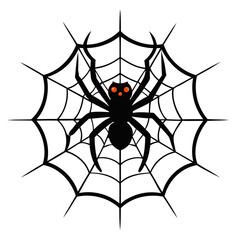 Halloween Spider Web Silhouette Vector High-Quality Black Illustration on Transparent Background