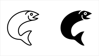Fish vector icon set. Vector outline fish icons. Fish illustration. Fishing symbols. Seafood icons. Linear fish icons. with a white background.