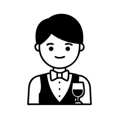 hand-drawn bartender illustration