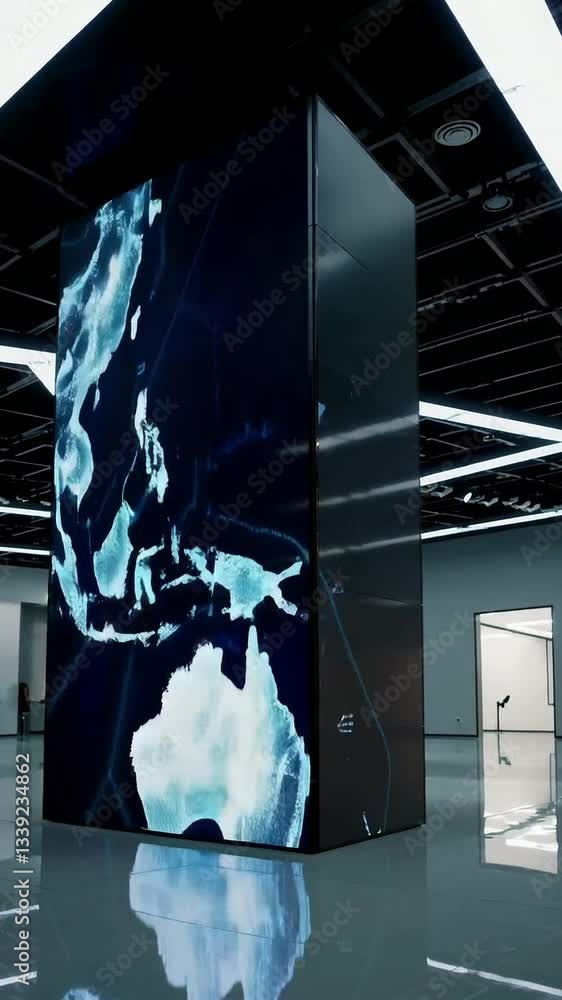 Aufkleber dynamic rotating digital earth map display in modern futuristic office environment