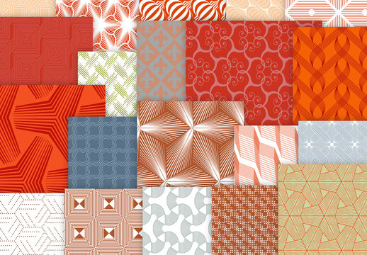 Seamles Simple Geometric Patters Bright Colored