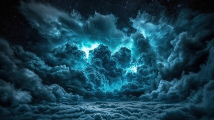 Fototapeta premium Ethereal Nightscape: A Celestial Storm's Embrace