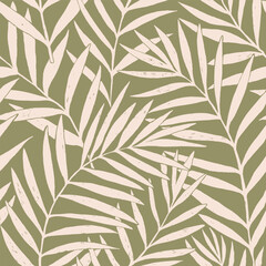 Seamless vector pattern palm dypsis leaves. Summer palm leaves tropical fabric design. Dypsis lutescens seamless pattern. Vector endless illustration.