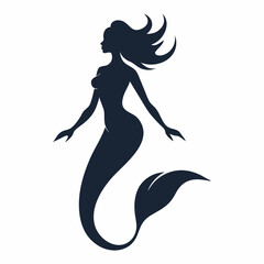 Silhouette of a woman with long hair and butterfly, abstract vector illustration of beauty and fashion
