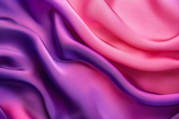 Abstract Magenta and Purple Silk Fabric with Flowing Waves and Smooth Velvet Texture