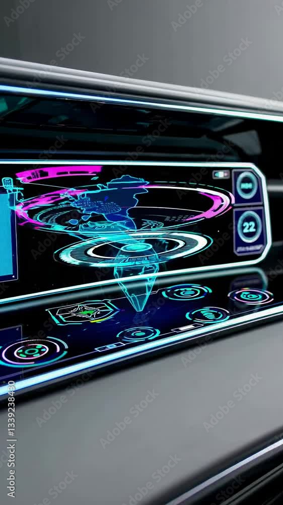 Aufkleber futuristic car dashboard with interactive holographic navigation display