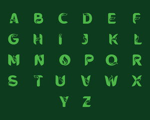 Letter a-z leaf logo, nature eco green letters a-z logo design