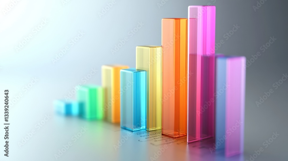 Aufkleber a well-structured d bar chart with transparent bars filled with different colors, displayed on a lig