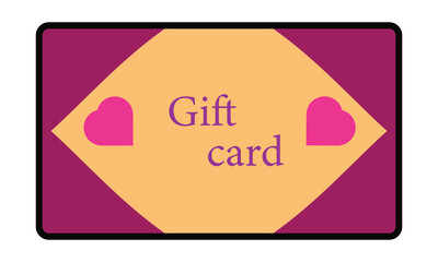 Gift card vector, icon. Flat style gift card icon sign symbol website graphic design. Modern colourful and editable icon isolated on white. Simple wallpaper gift icon with heart  symbol. Vector image.