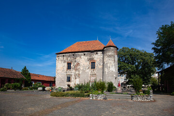 Fototapeta premium medieval castle Saint Miklosh in Chynadiyevo, Ukraine