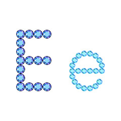 English letter (uppercase and lowercase) from luxury gemstone alphabet isolated on white background