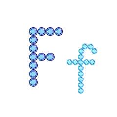 English letter (uppercase and lowercase) from luxury gemstone alphabet isolated on white background