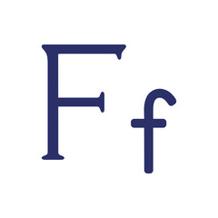 English letter (uppercase and lowercase) isolated on white background