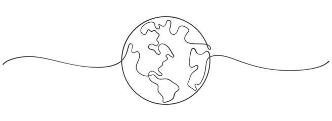 Earth day line art style vector illustration