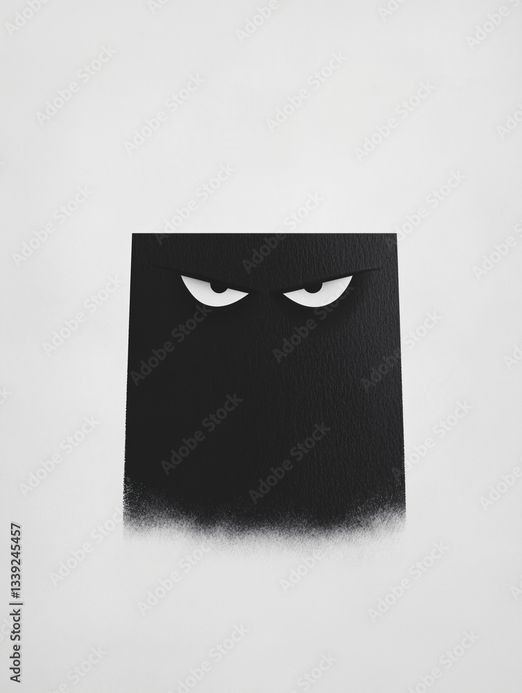 Aufkleber the mysterious gaze: a stark and intriguing composition of a black square featuring stylized eyes, c