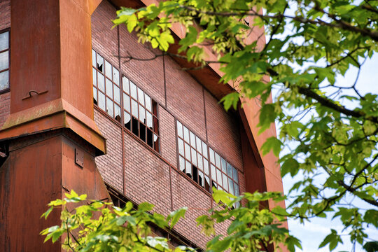 Folschviller, F&ouml;rderturm Detail, Sitz des lothringischen Steinkohlenbergbaus