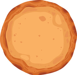 Pizza dough base ingredient isolated on white. Vector cartoon illustration of tomato, pepper, mushroom pieces, slices of ham and salami, ketchup sauce, olive oil, rosemary, italian fast food