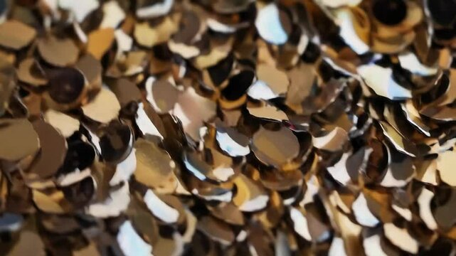 Shimmering gold sequins creating abstract dynamic patterns