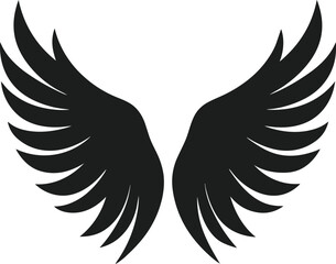 Fototapeta premium Black Angel Wings Silhouette – Elegant Feathered Vector Illustration