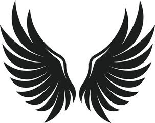 Elegant Black Angel Wings Silhouette – Vector Feathered Illustration