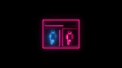 neon gents and ladies toilet sign animation.