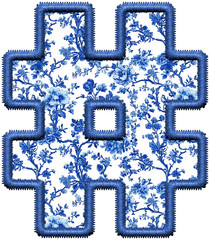 Blue Chinoiserie Extra # PNG, Sublimation Letters, Blue Toile College, Faux Embroidery Alphabet,...