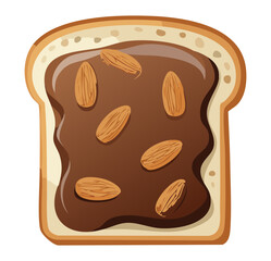 slice bread with nutella and sliced almond topping - Vector Illustration
