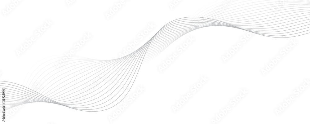 Poster gray wave curve lines abstract background with flowing particles. digital energy waves technology co